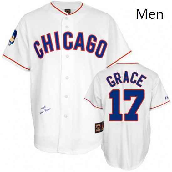 Mens Mitchell and Ness Chicago Cubs 17 Mark Grace Authentic White 1968 Throwback MLB Jersey